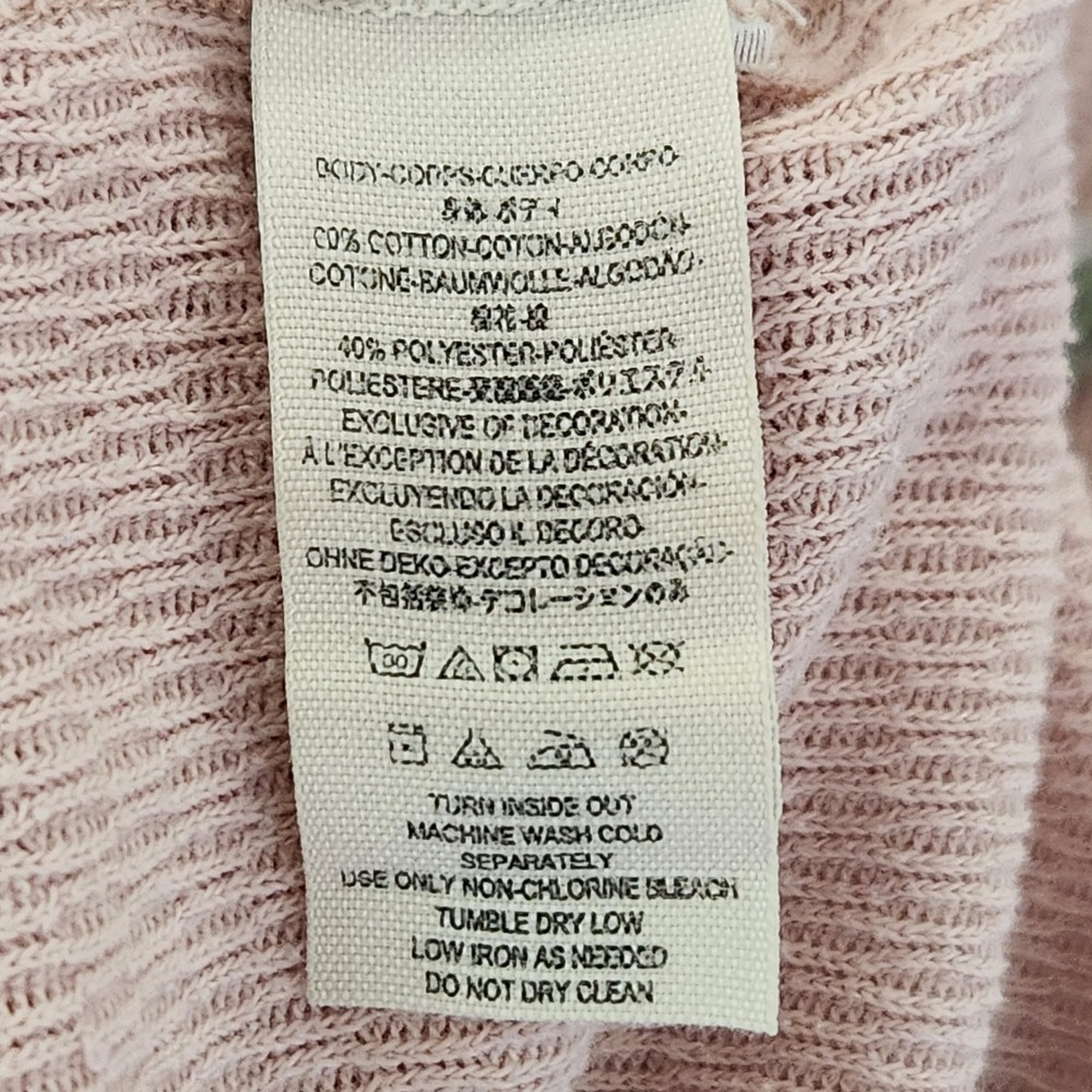 Free People We The Free Rainbow Thermal Henley Shirt Womens Small Pink Tee - Picture 4 of 8